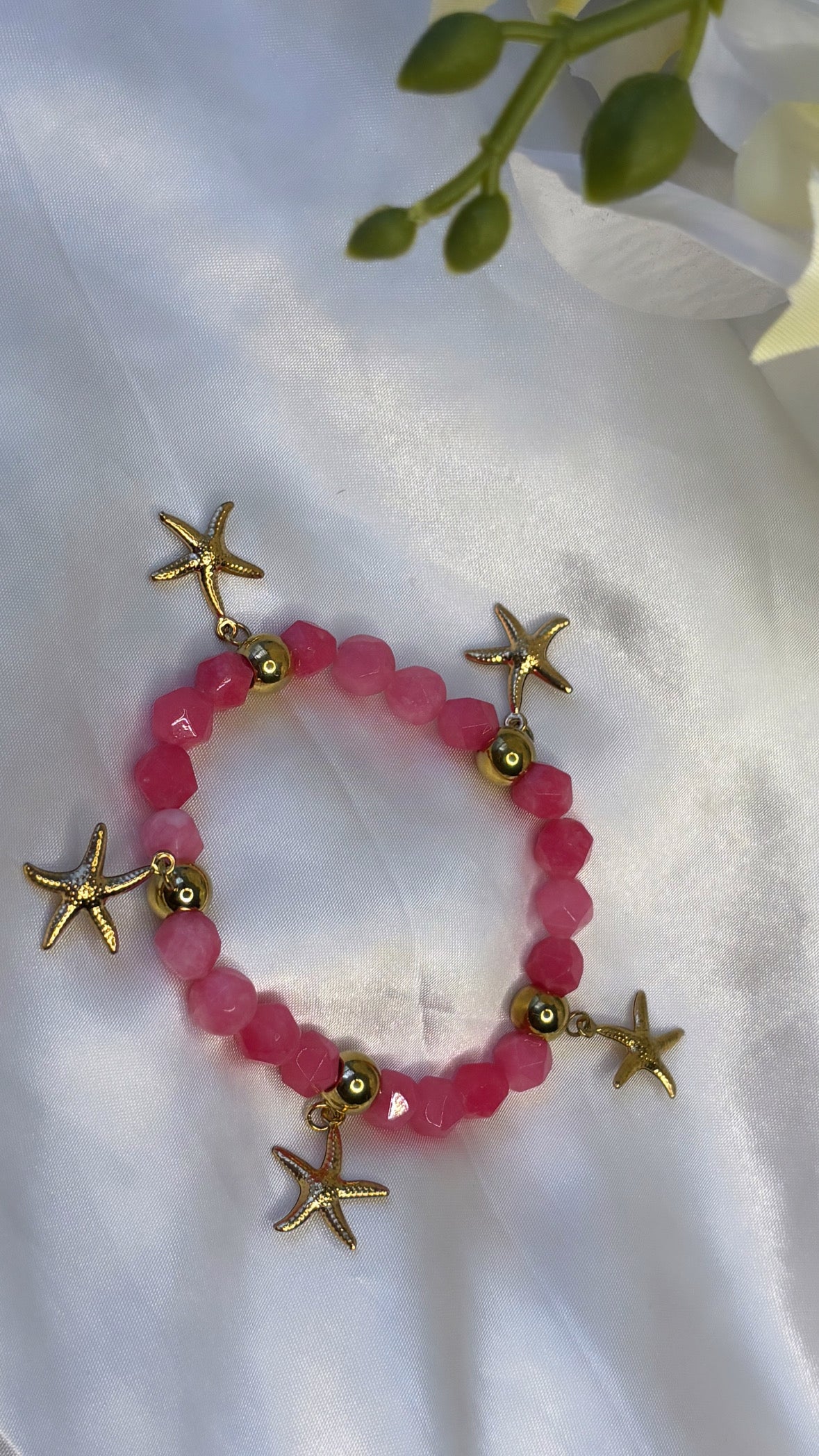 Bracelet perle rose étoiles de mer