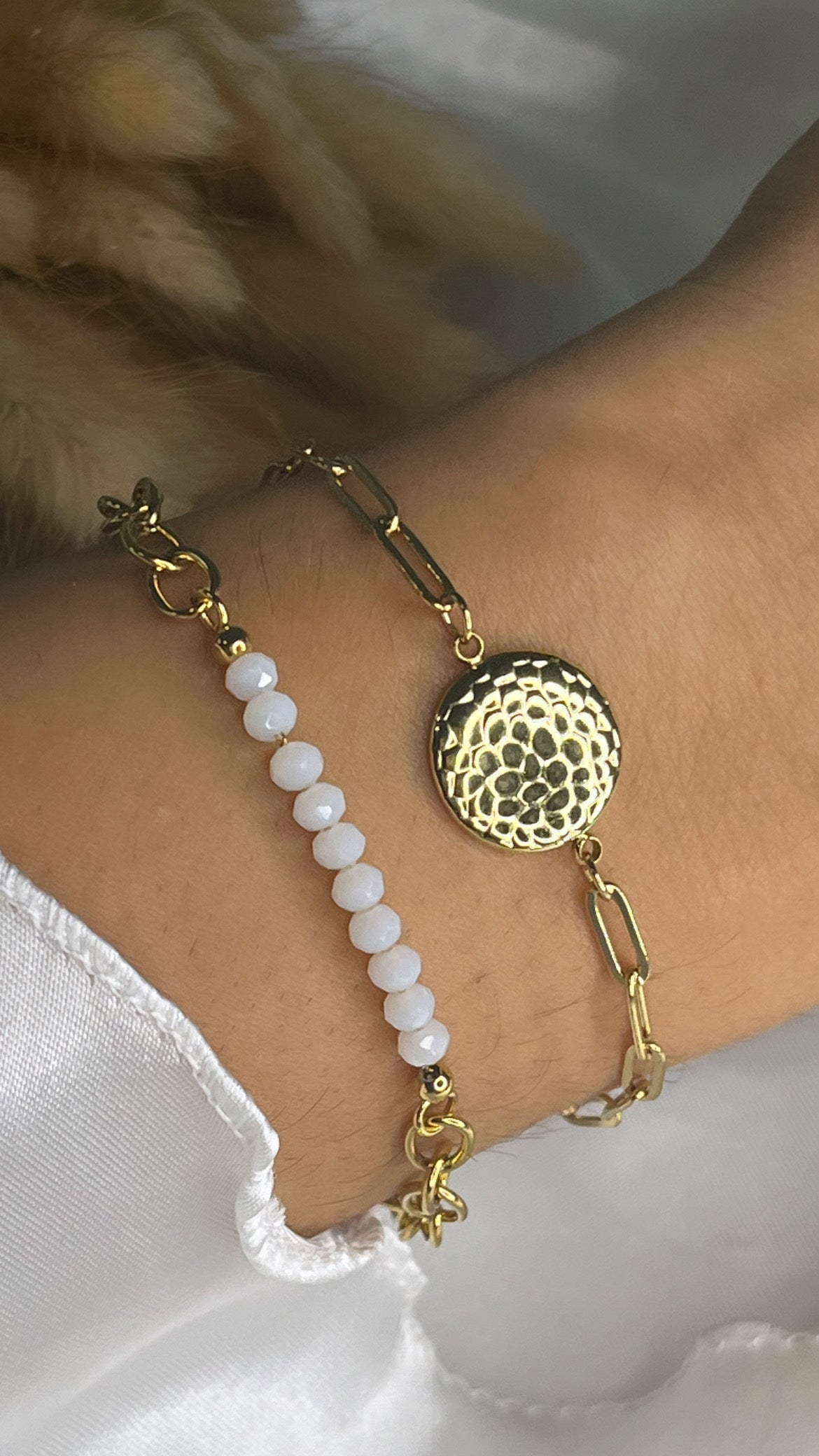 Bracelet perle blanche