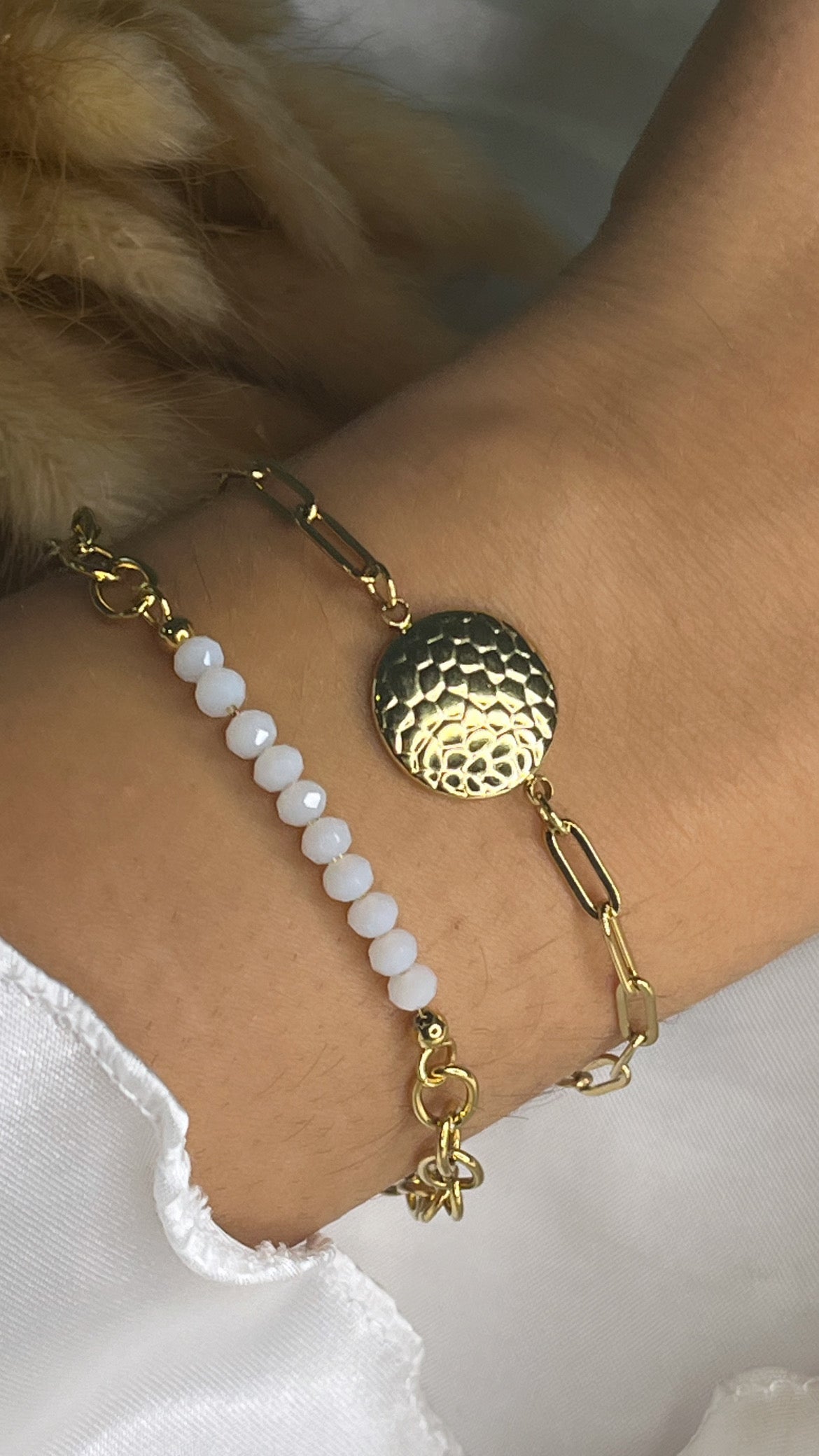 Bracelet perle blanche