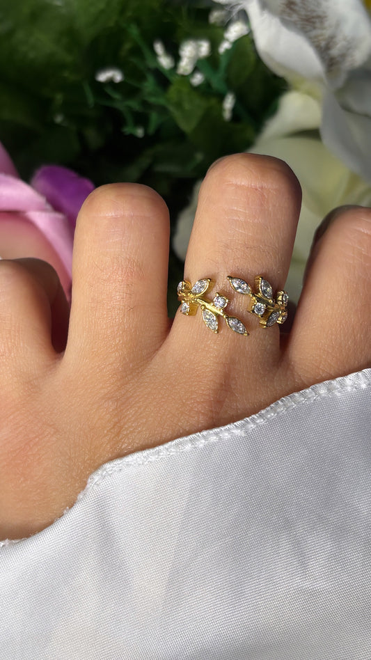 Bague feuille doré