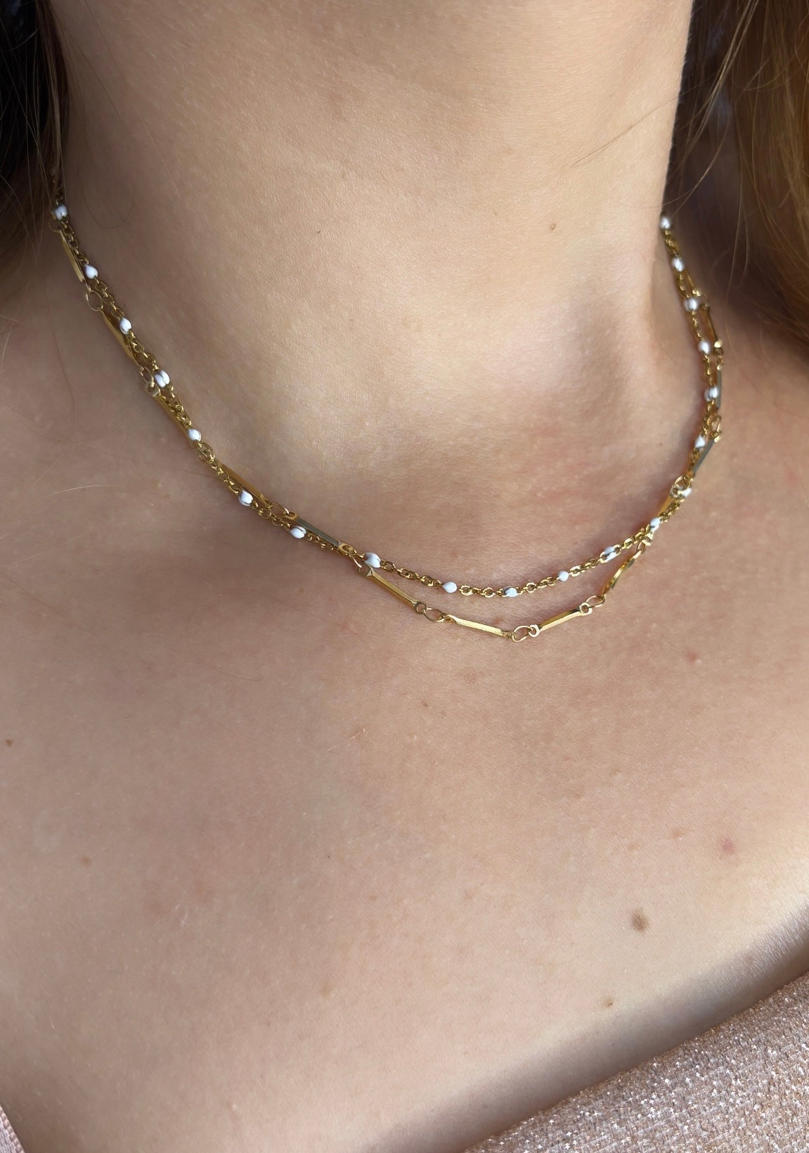 Collier double rang doré
